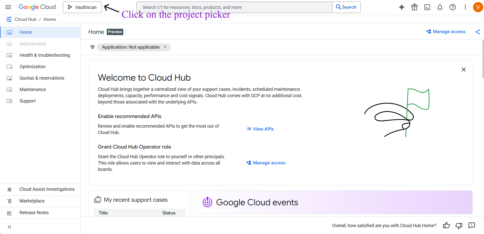 Project Picker Window Google OAuth Configuration | VaultiScan Embedding SDK